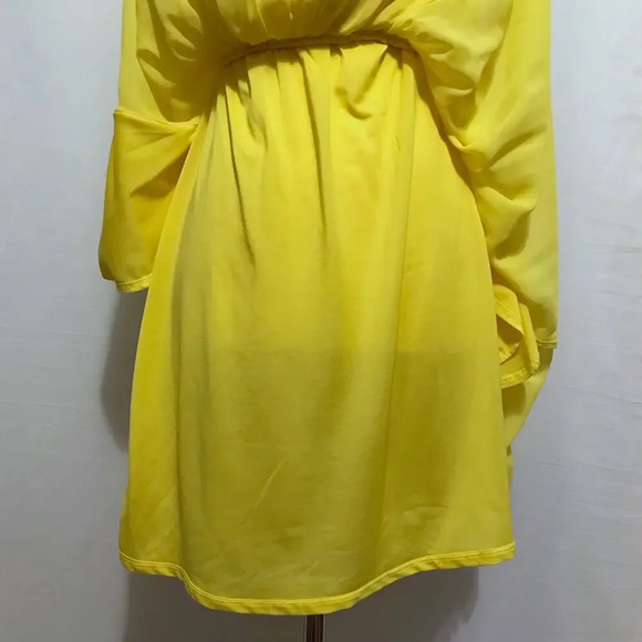 H&M Yellow Blouson Mini Dress Women 4 - Picture 5 of 12